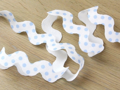 Jumbo Spotty Ric Rac Trim White & Blue