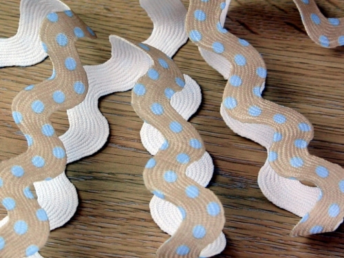 Jumbo Spotty Ric Rac Trim Beige & Blue
