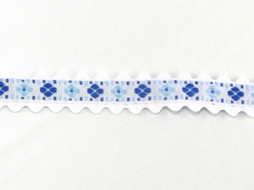 Jacquard Ric Rac Trim Blue & White
