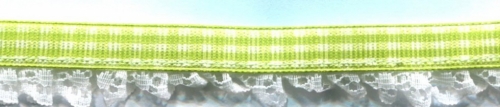 Gingham Lace Trim Lime Green