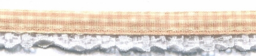 Gingham Lace Trim Beige