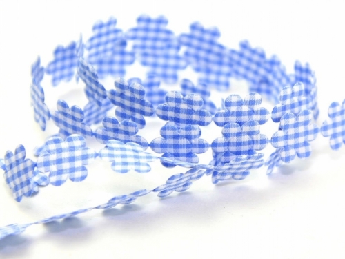 Gingham Flower Garland Trim Blue