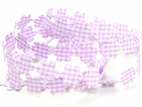 Gingham Flower Garland Trim Lilac