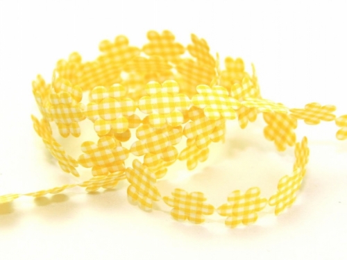 Gingham Flower Garland Trim Yellow