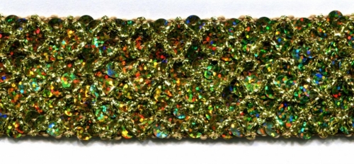 Sequin Braid Trim Gold Hologram