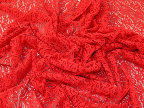 John Louden Corded Cotton Lace Fabric Scarlet Red