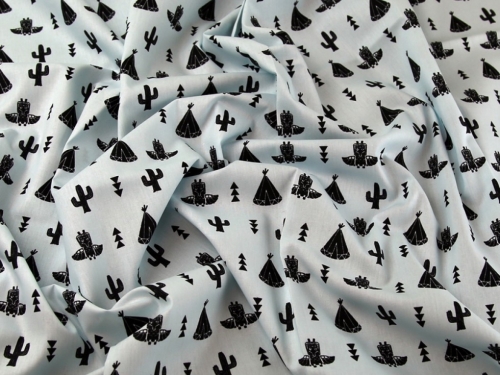 John Louden 100% Cotton Fabric Light Blue