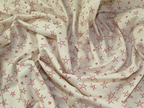 John Louden Printed 100% Cotton Calico Fabric Red on Natural