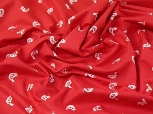 John Louden Printed 100% Cotton Calico Fabric Natural on Red
