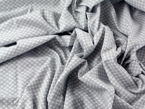 John Louden 100% Cotton Poplin Fabric Grey & White