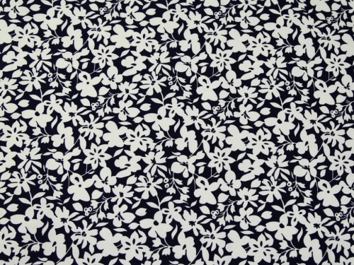 John Louden 100% Cotton Poplin Fabric Ivory on Navy