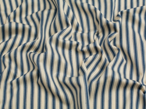 Minerva Core Range Ticking Stripe Canvas Fabric Denim Blue