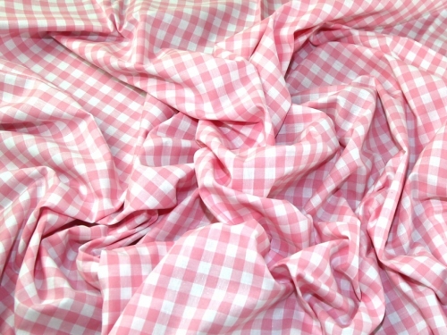 Minerva Core Range 3/8 inch Gingham Check Yarn Dyed Cotton Chambray Fabric Pink