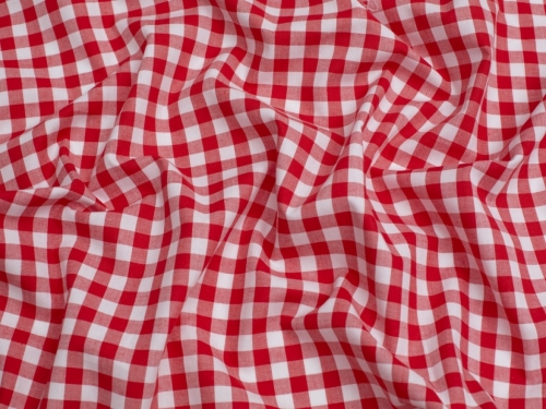 Minerva Core Range 3/8 inch Gingham Check Yarn Dyed Cotton Chambray Fabric Red
