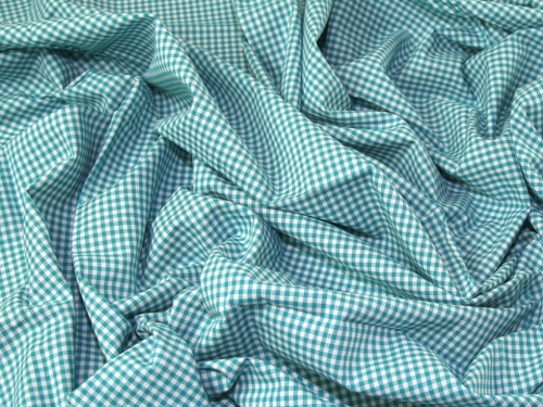 Minerva Core Range 1/8 inch Gingham Check Yarn Dyed Cotton Chambray Fabric Teal