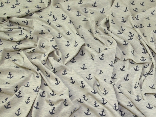 John Louden Glitter Cotton Jersey Stretch Knit Fabric Cream Marl