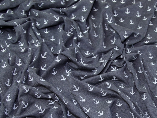 John Louden Glitter Cotton Jersey Stretch Knit Fabric Navy Blue