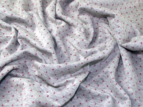 John Louden Jacquard Stretch Knit Fabric Grey & Pink