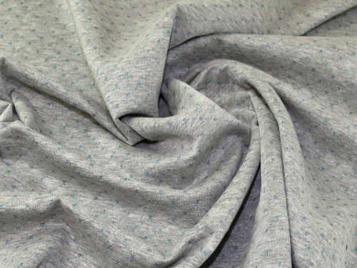 John Louden Jacquard Stretch Knit Fabric Grey & Turquoise