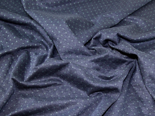 John Louden Jacquard Stretch Knit Fabric Navy & Turquoise