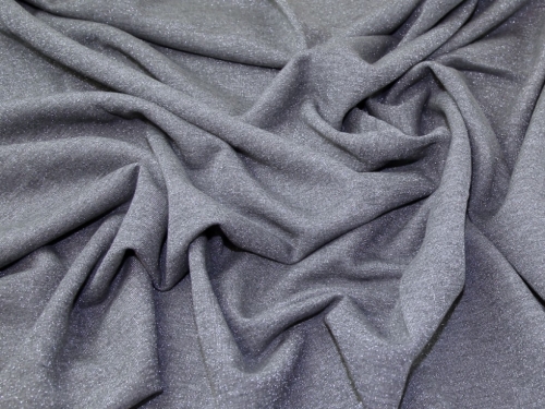 Deadstock Lurex Fleece Back Sweatshirt Stretch Knit Fabric Grey