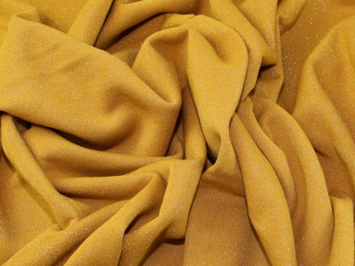 Deadstock Lurex Fleece Back Sweatshirt Stretch Knit Fabric Ochre