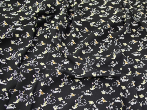John Louden Viscose Challis Fabric Black
