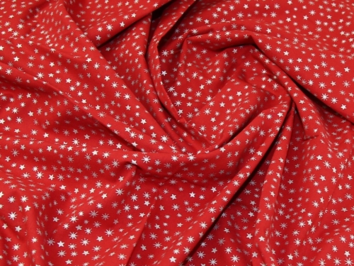 John Louden 100% Cotton Fabric Red & Silver