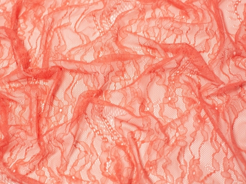 Fine Chantilly Lace Fabric Coral