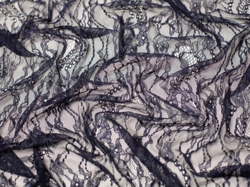 Fine Chantilly Lace Fabric Navy Blue