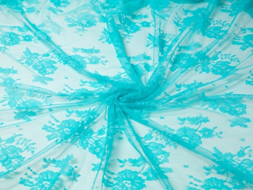 Deadstock Chantilly Tulle Lace Fabric Aqua