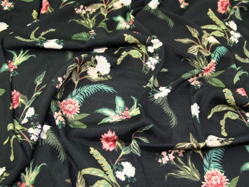 Lady McElroy Florenza Slub Crepe Fabric Black
