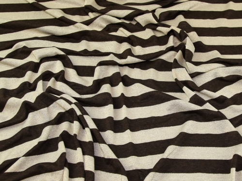 Lady McElroy Metallic Viscose Jersey Stretch Knit Fabric Brown & Gold