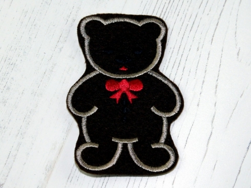 Felt Teddy Bear Patch Motif Dark Brown