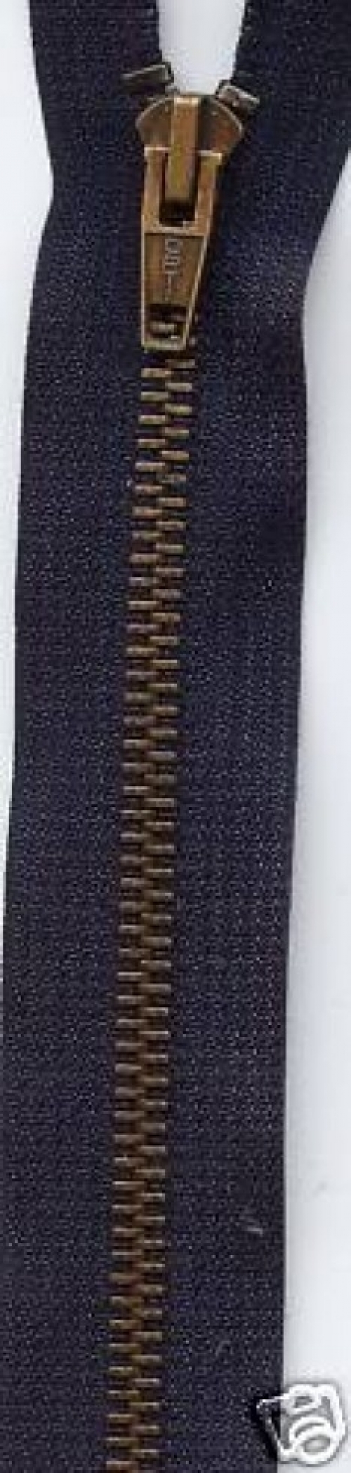 Opti Antique Metal Open End Zips Navy Blue