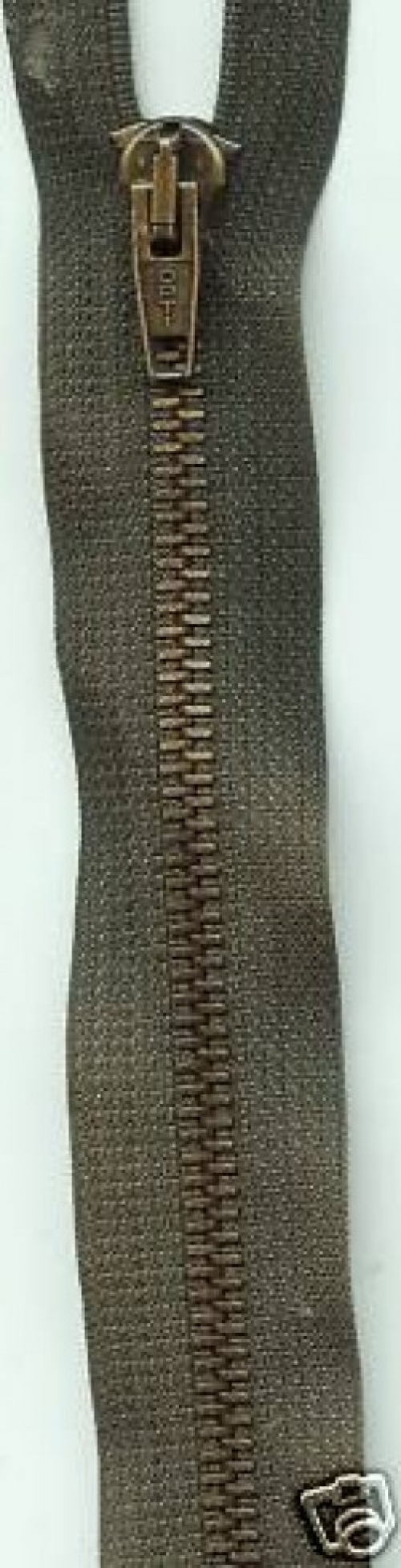 Opti Antique Metal Open End Zips Khaki Green