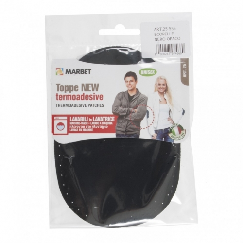 Marbet Metallic Leather Look Patches Matt Black