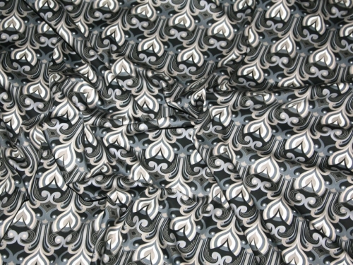 100% Cotton Poplin Fabric Black & Grey