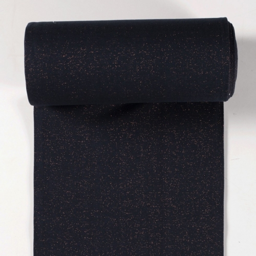Lurex Tubular Rib Stretch Knit Fabric Navy & Bronze