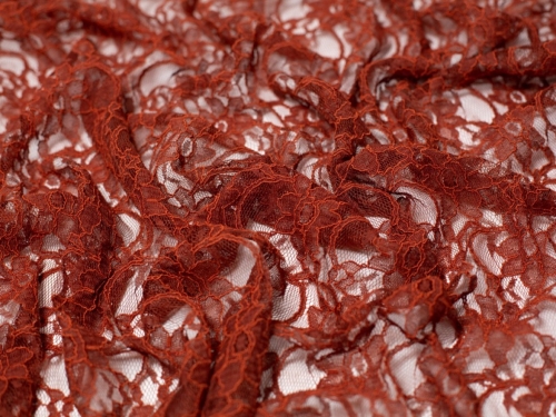 Delicate Stretch Lace Fabric Rust