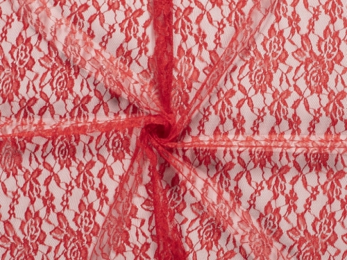 Fine Floral Lace Fabric Red