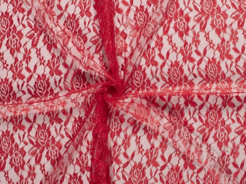 Fine Floral Lace Fabric Dark Red