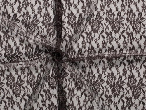 Fine Floral Lace Fabric Dark Brown