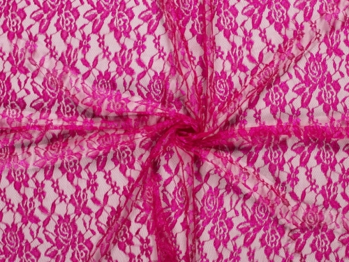 Fine Floral Lace Fabric Fuchsia