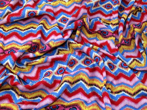 Deadstock Microfibre Smooth Crepe Fabric Blue & Pink
