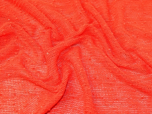 Deadstock Sequin Lace Fabric Tomato