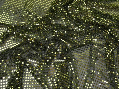 Deadstock Sequin Stretch Knit Fabric Gold on Olive