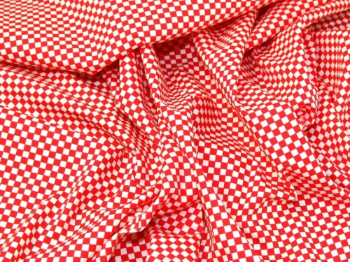 Deadstock 100% Cotton Poplin Fabric Red & White