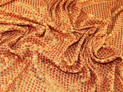 Deadstock Sequin Georgette Fabric Orange