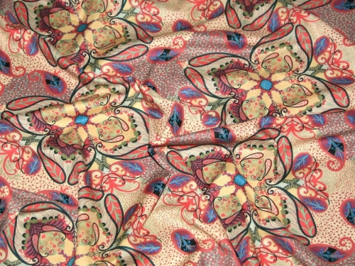 Cotton Lawn Fabric Coral Multicoloured